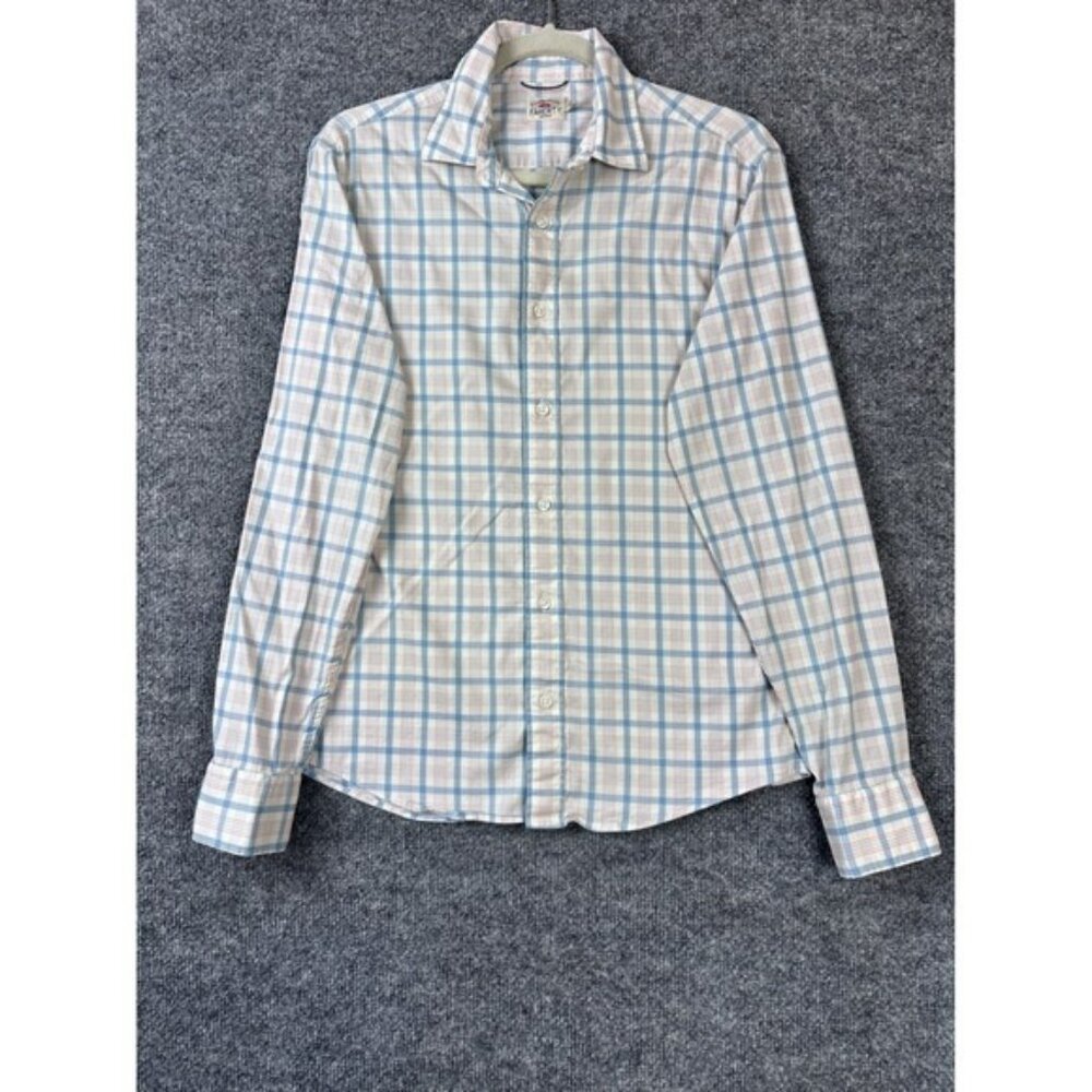 Faherty Shirt Mens Small Blue White Pink Plaid Button Down Long Sleeve Preppy
